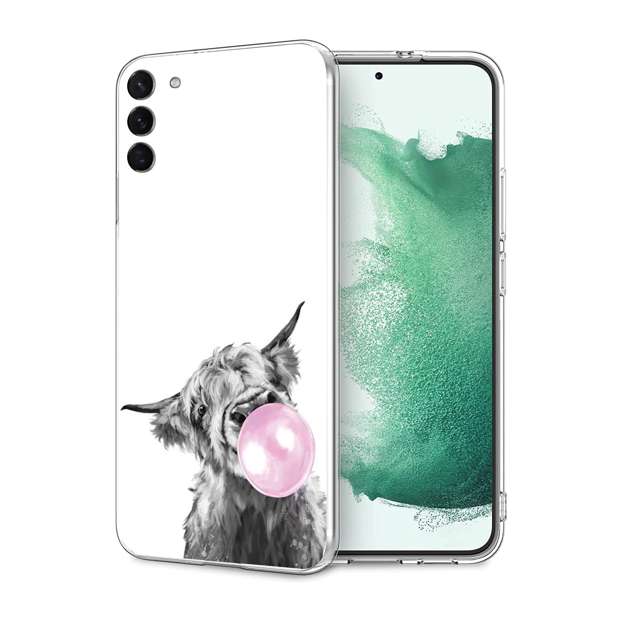 Funda compatible con Samsung Galaxy S22 de moda, Highland Cow Howdy Western Farm Animal Country Cowboy Ranch Farmgirl Funda transparente para teléfono de regalo TPU a prueba de golpes