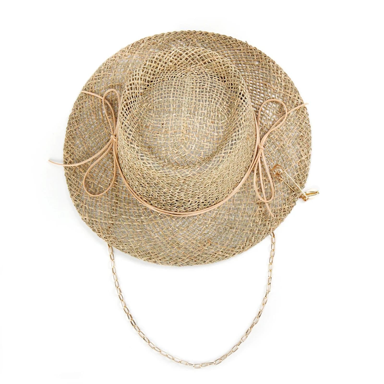 Sonnenhut Strohhut Hut Design Acryl Sonnenhut Mit Kettenseil Für Frauen Strohhüte Hohle Strand Mütze Damen Party Mütze