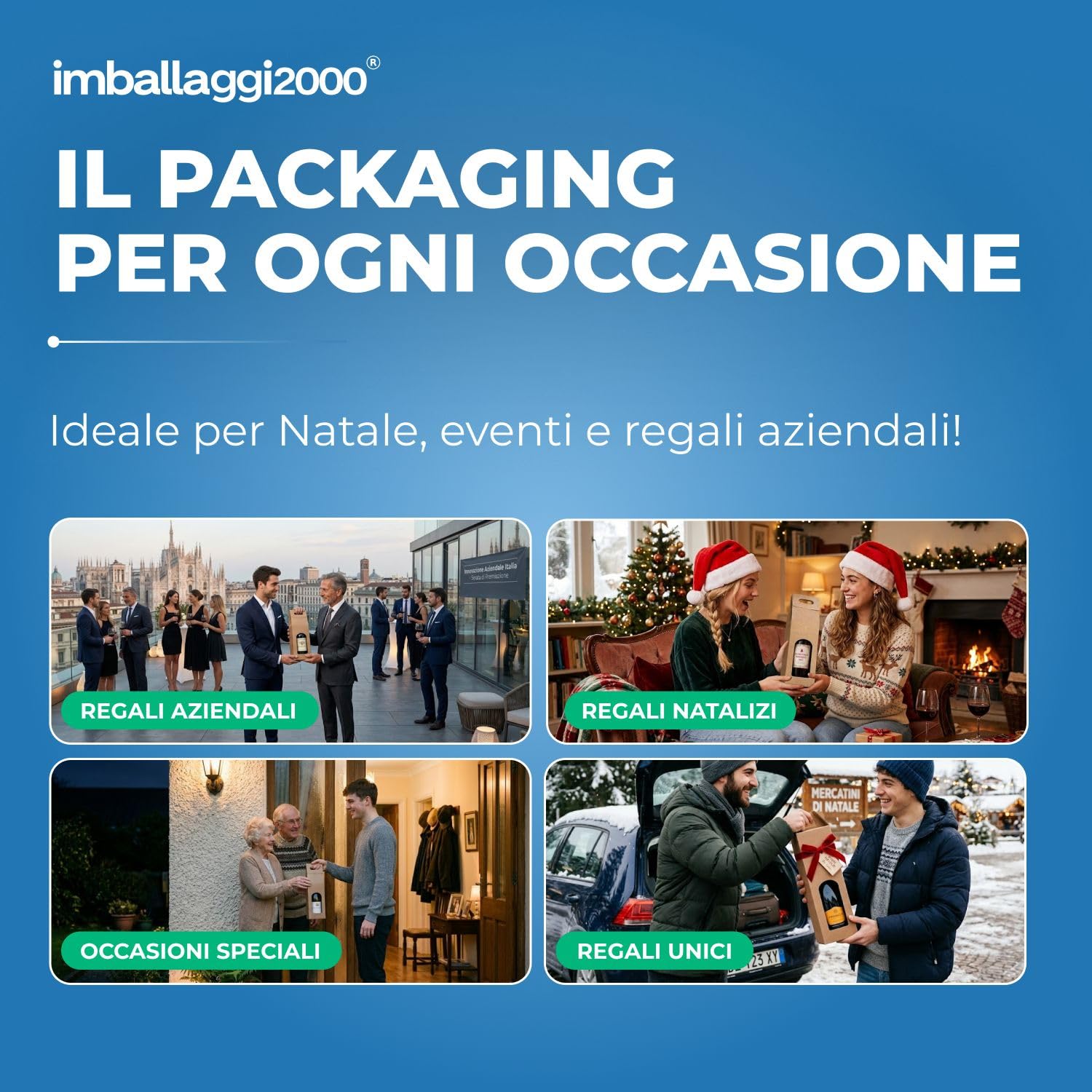 IMBALLAGGI 2000 -20 Cajas Botellas Negras - Cajas de cartón para botellas de vino prosecco champán - Paquete de 3 botellas - Ideal para Navidad y ocasiones especiales