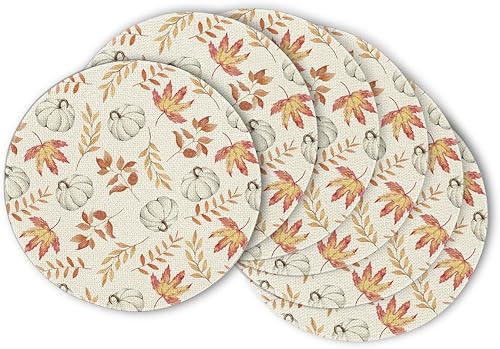 Miniatura 10 de Artoid Mode Juego de 6 manteles individuales de otoño con hojas de arce azul, 12 x 18 pulgadas, manteles individuales de otoño para decoración