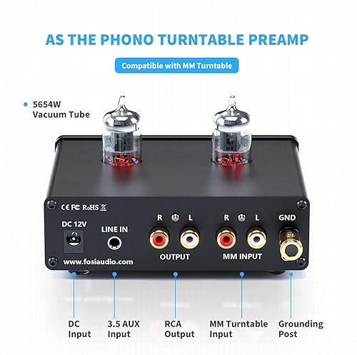Miniatura 4 de Fosi Audio Box X4 Phono Preamp Amplificadorpreamplificador de auriculares y enchufes banana 2 pares4 piezas