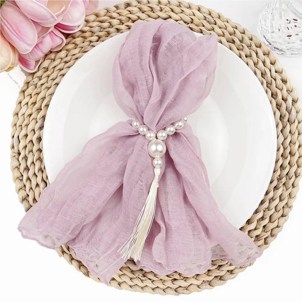 12PCSs,Gauze Napkins For Wedding Decoration Dinner Bridal Shower Birthday Party Table Decor(Yellow)