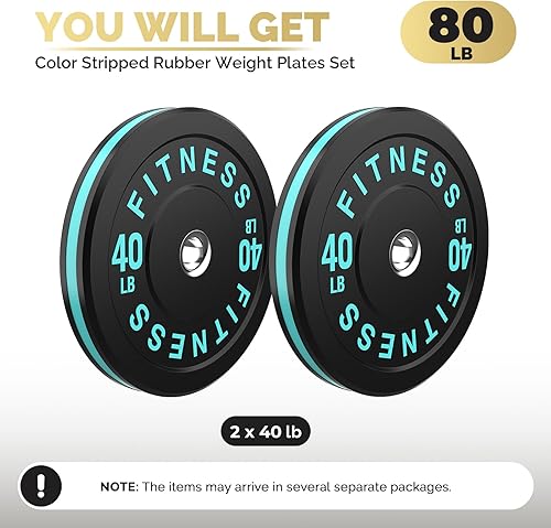 Miniatura 237 de 2 Inch Bumper Plates，10-500lbs，Barbell Rubber Olympic Weight Plates Set for Home Gym, Strength Training & Weight Lifting, Multiple Options