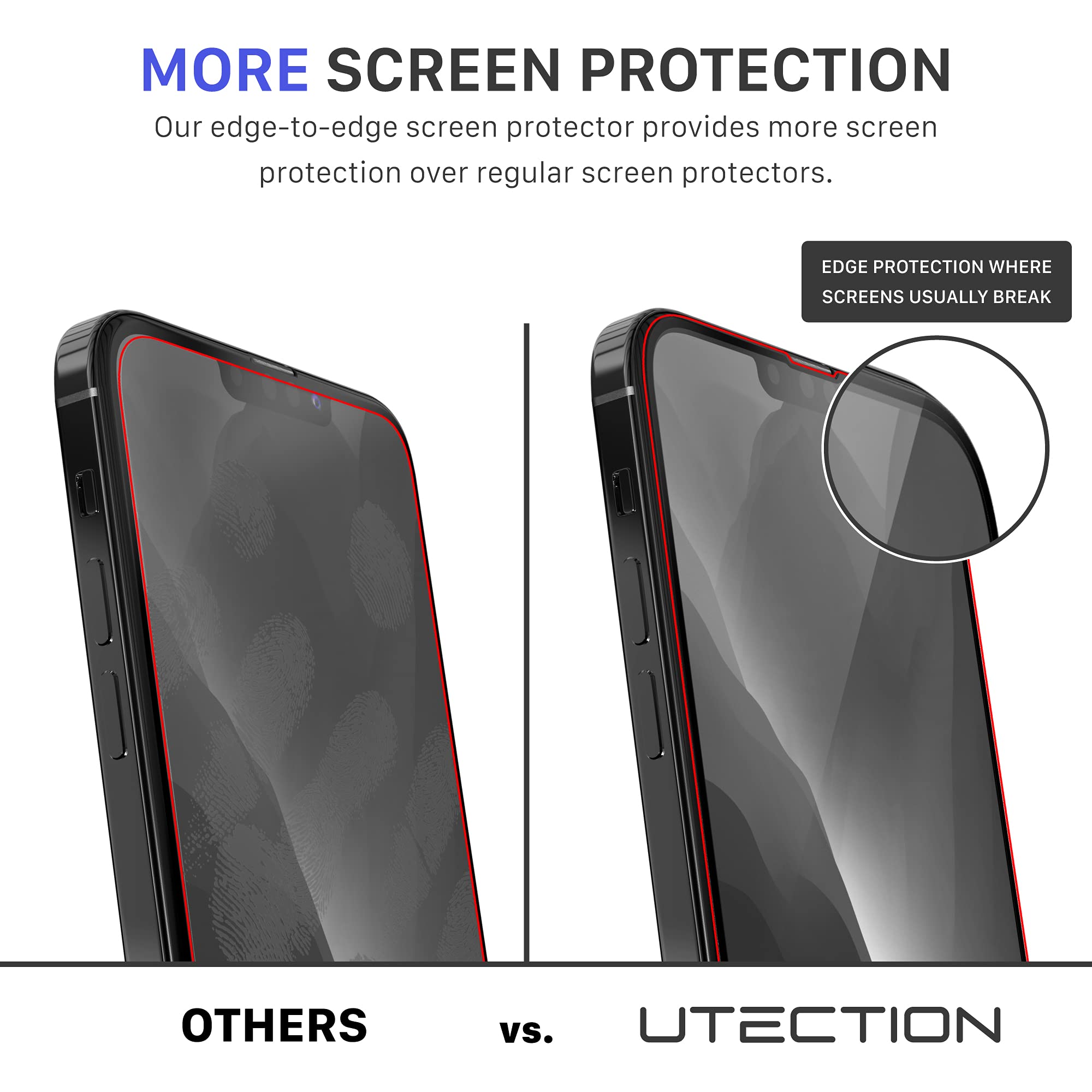 UTECTION Vetro Temperato Per IPhone 13 Pro Max (3 Pezzi) – Pellicola 9H Antiurto, Anti-impronta, Senza Bolle – Kit Di Installazione Completo, Marchio Tedesco