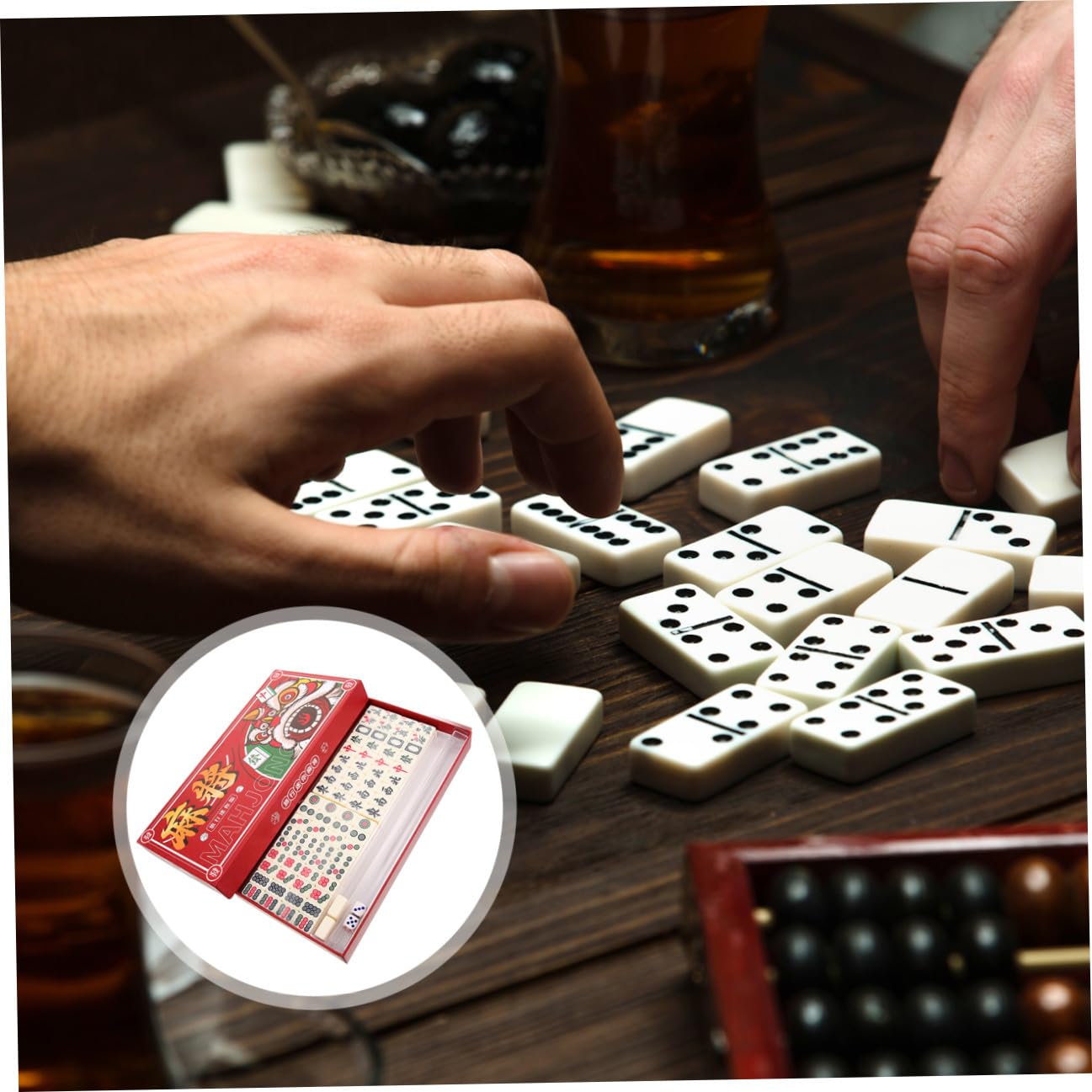 Toddmomy Mini Mahjong Set Tragbar Leicht Kompakt mit Aufbewahrungsbox Kleines Reise Spiel Chinesisches Majong für Zuhause und Party Praktisches Tischspiel für Familien und Unterwegs