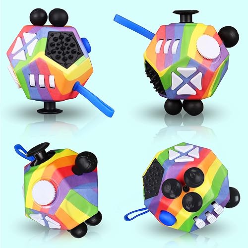 Miniatura 3 de VCOSTORE 12 lados Fidget Cube, juguete de ansiedad para niños y adultos con ADHD ADD OCD autismo