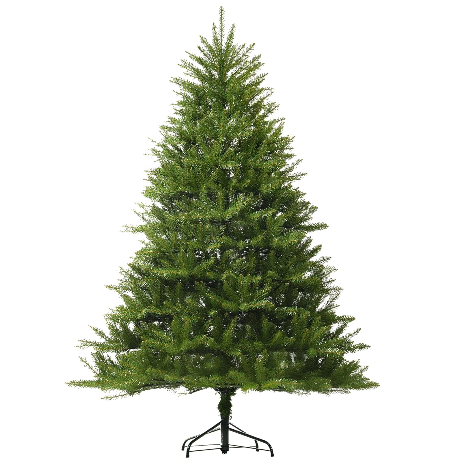 7FT Unlit Christmas Tree Green, Dunhill Fir Artificial Tree with 2144 PVC Branch Tips, Realistic Full Shape, Foldable Metal Stand for Indoor Home, Office & Holiday Decoration