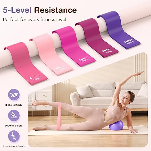 Miniatura 4 de Pilates Kit 13Pcs Home Pilates Essentials Workout Kit with 13" Ring, 10" Ball and Resistance Bands for Women at Home Pilates Equipment Set for