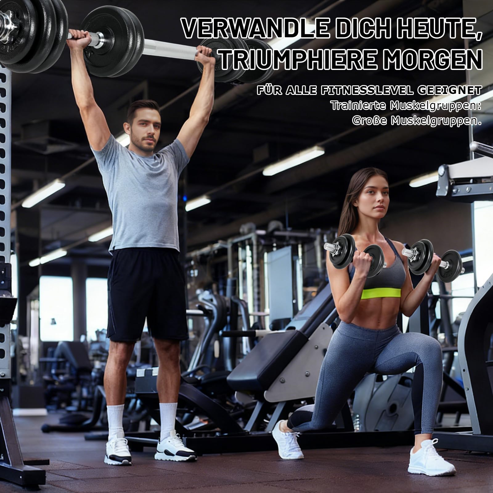 Hantelset 10 kg | 15kg | 30kg Einzelhantel - Hanteln Set - Stange 30 mm - Kurzhanteln Frauen und Männer - Hantel Set - Gusseisen Kurzhantelset - Kurzhantel