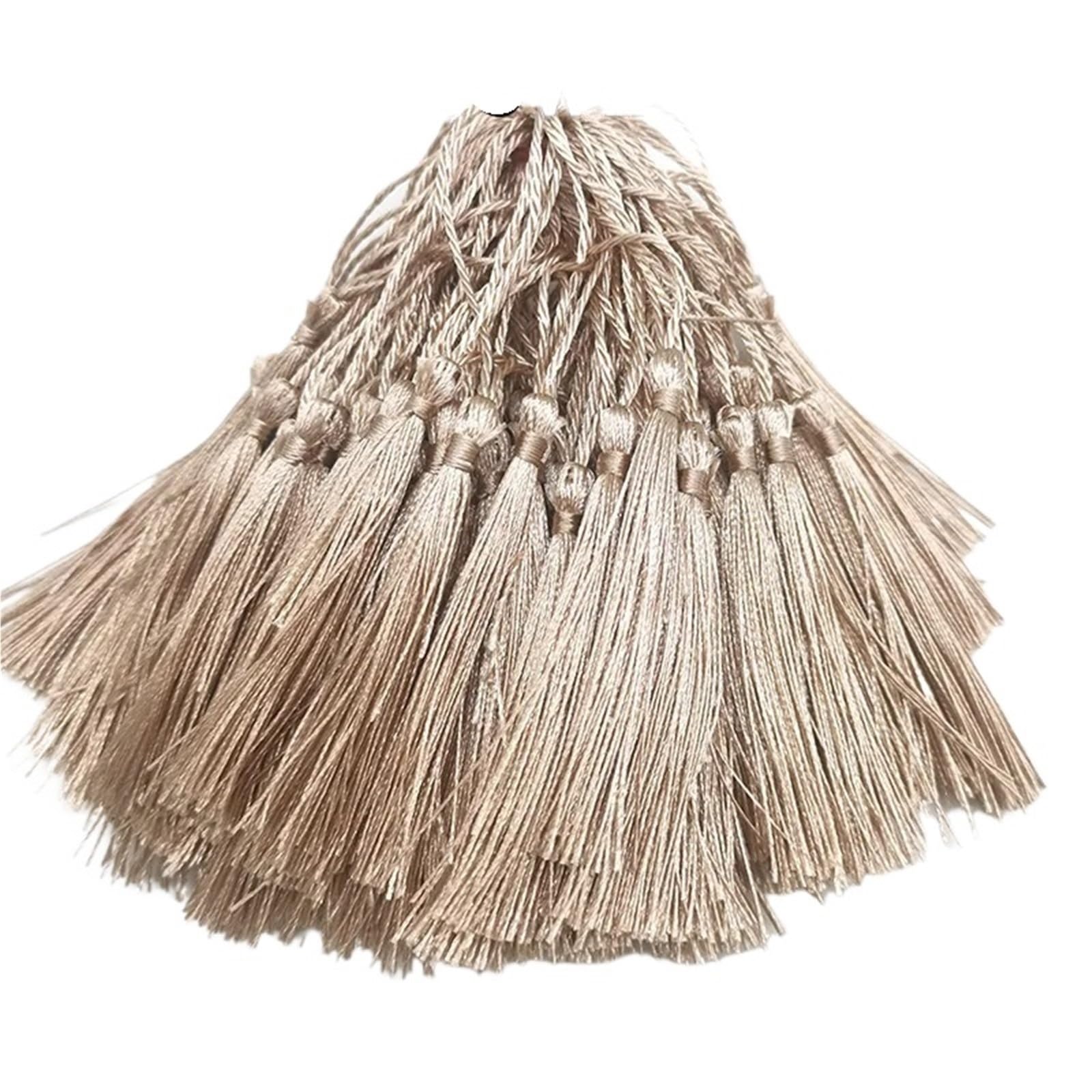 Mini Tassels 300pcs/lot 13cm Tassel Silk Fringe Silky Floss Bookmark Tassels Mini Tassels For DIY Craft Jewelry Making Souvenir Bookmarks for Crafts(05 LightBrown)