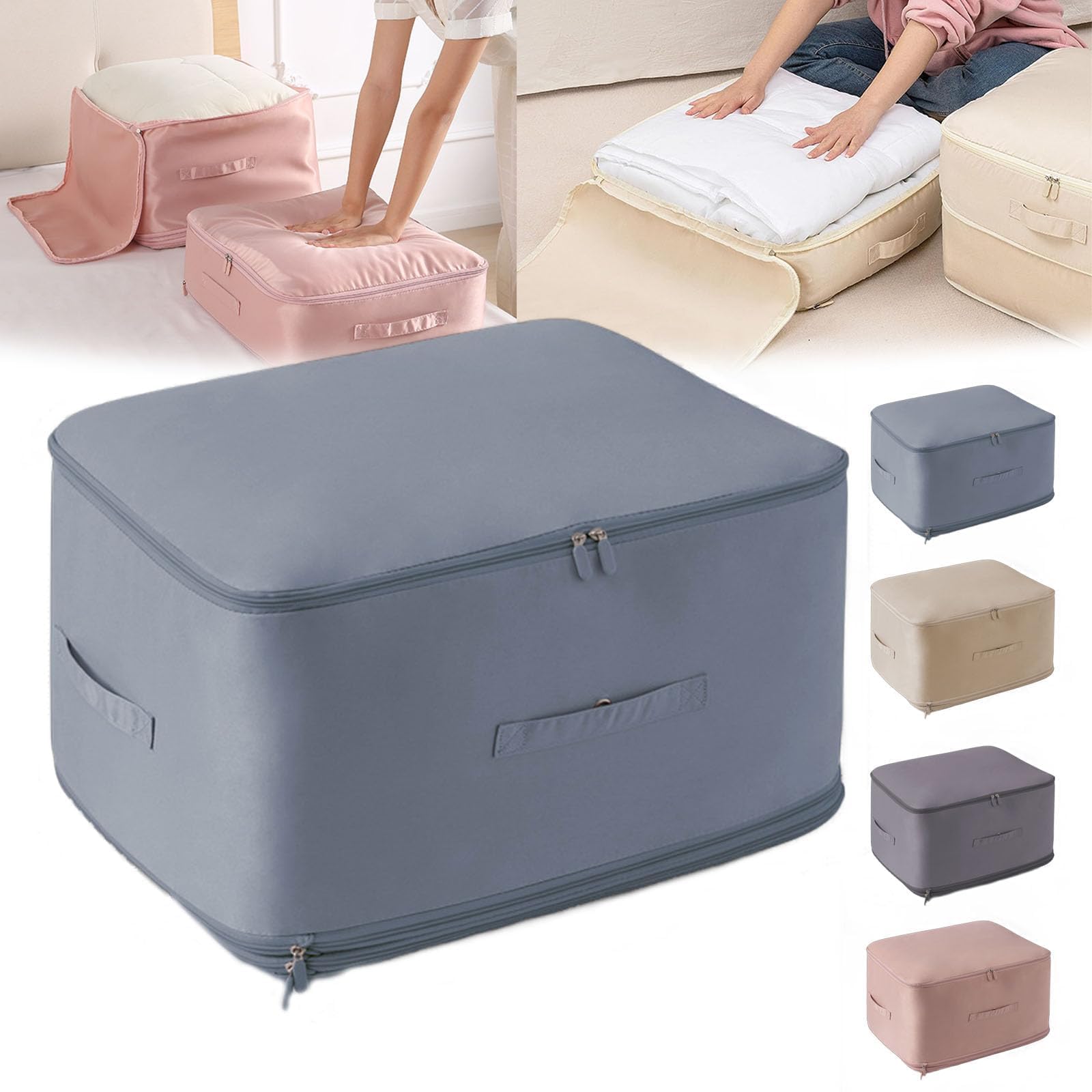 EHOTER Ultra Space Saving Self Compression Organizer 2024 Upgrade Space Saver Quilt Compression Storage Bag Comforter Storage Bag Packaging Cube Bedding Storage Bag (Blue,54 * 42 * 60cm (for quilts))