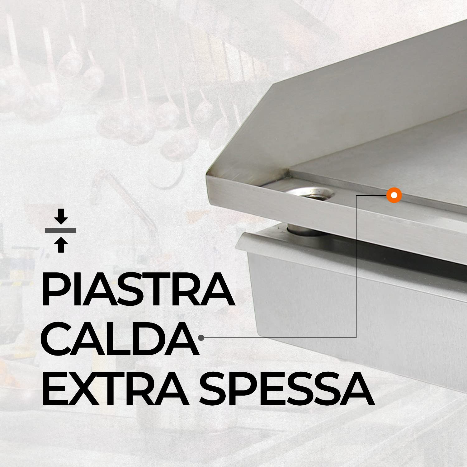 Kukoo - Piastra Elettrica da Cucina in Acciaio Inossidabile Griglia Professionale Liscia Bistecchiera da Bar Ristorante - 50cm