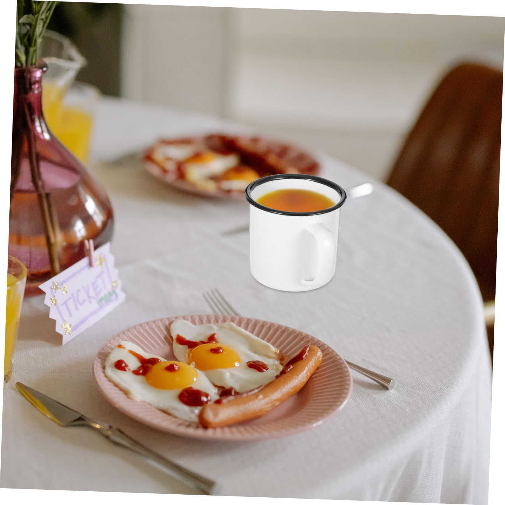 Gatuida Emaillebecher Robuste und Leicht zu Reinigende Trinkbecher im Vintage Stil 4 Stück aus Emaille für Zuhause und Restaurantgebrauch