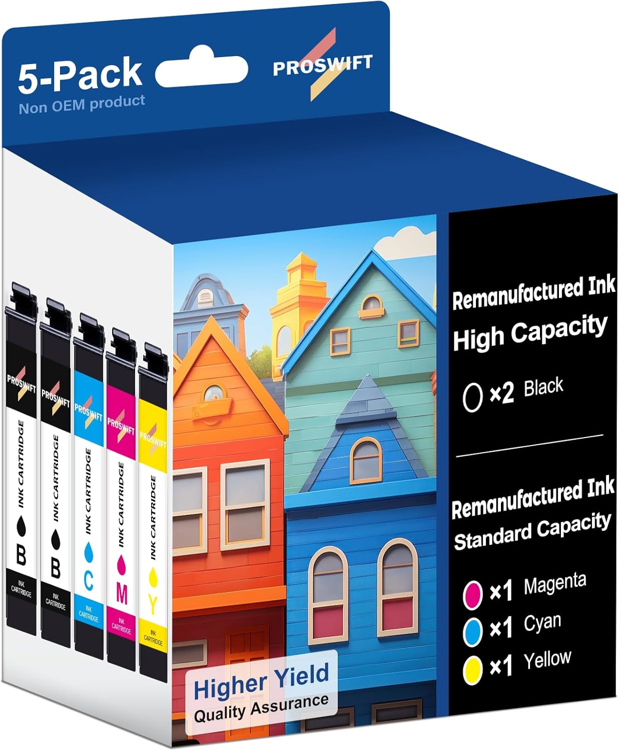 232XL Ink Cartridges Combo Pack Remanufactured Replacement for Epson 232 Ink Cartridge 232XL 232 XL Works with WF-2930, WF-2950, XP-4200, XP-4205 Printer (2 Black, Cyan, Yellow, Magenta)
