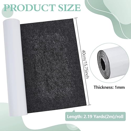 Miniatura 9 de BENECREAT Hojas adhesivas de fieltro de 15.5 x 78.5 pulgadas, color gris, para hacer disfraces y joyeros