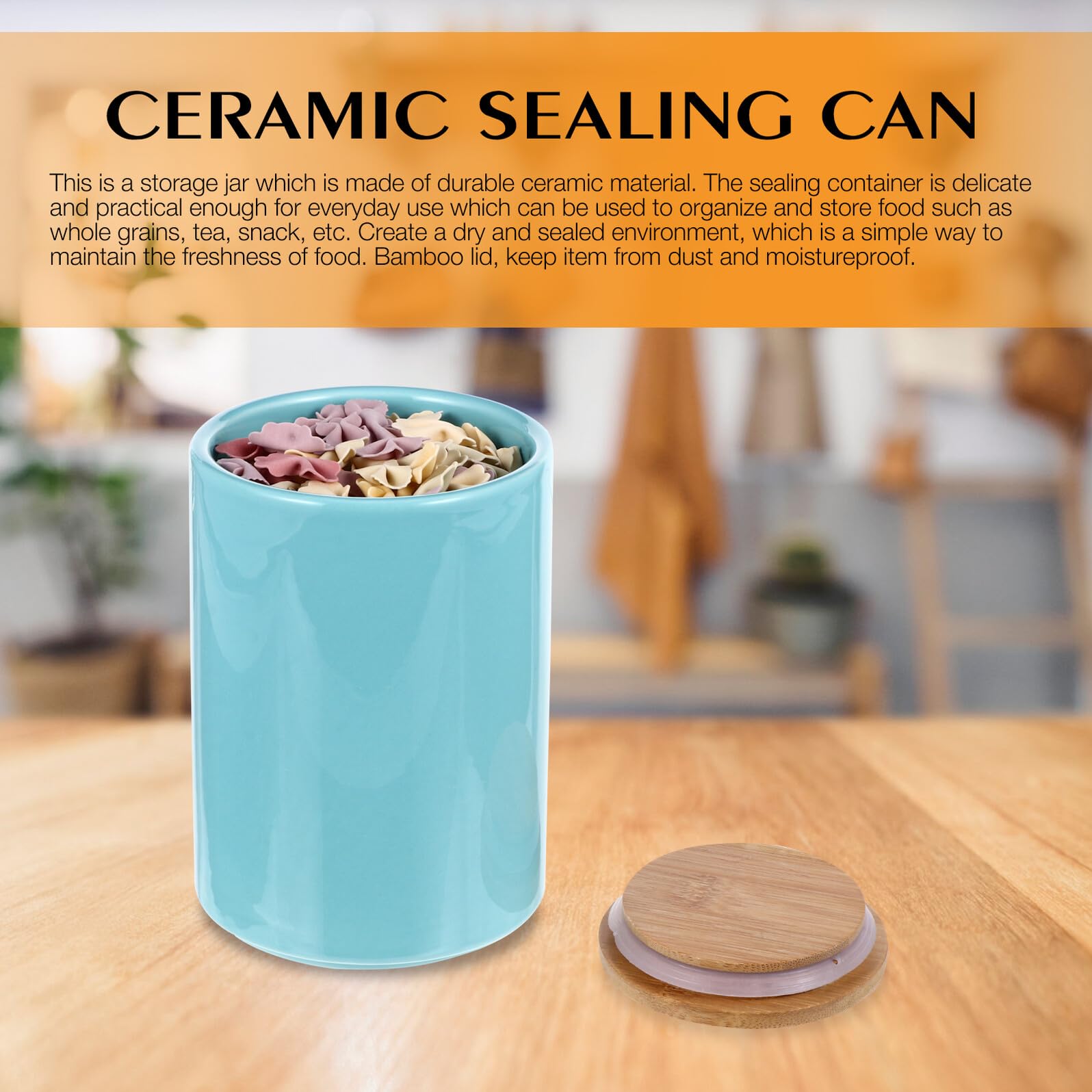 DOITOOL Barattolo Sigillato in Ceramica 900ml Coperchio, Contenitore per Cereali e Conservazione Alimenti da Cucina, Resistente All’umidità per Tè, Frutta Secca e Snack