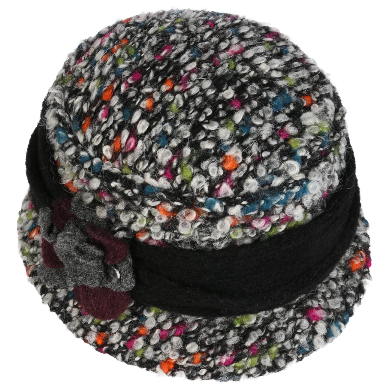 LIERYS Colourtouch Wollhut Damenhut mit Blume Bucket Hat Garniturband aus Filz Made in Italy Damen Herbst Winter