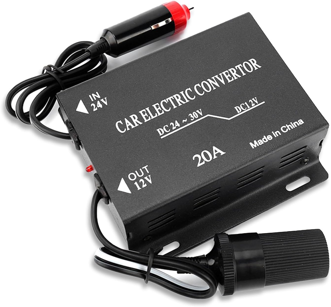 20A 240W Power Converter, 24V to 12V Cigarette Lighter Type Aluminum Alloy Car Power Supply Converter Step Down Transformer for Car Audio Walkie Talkie LED