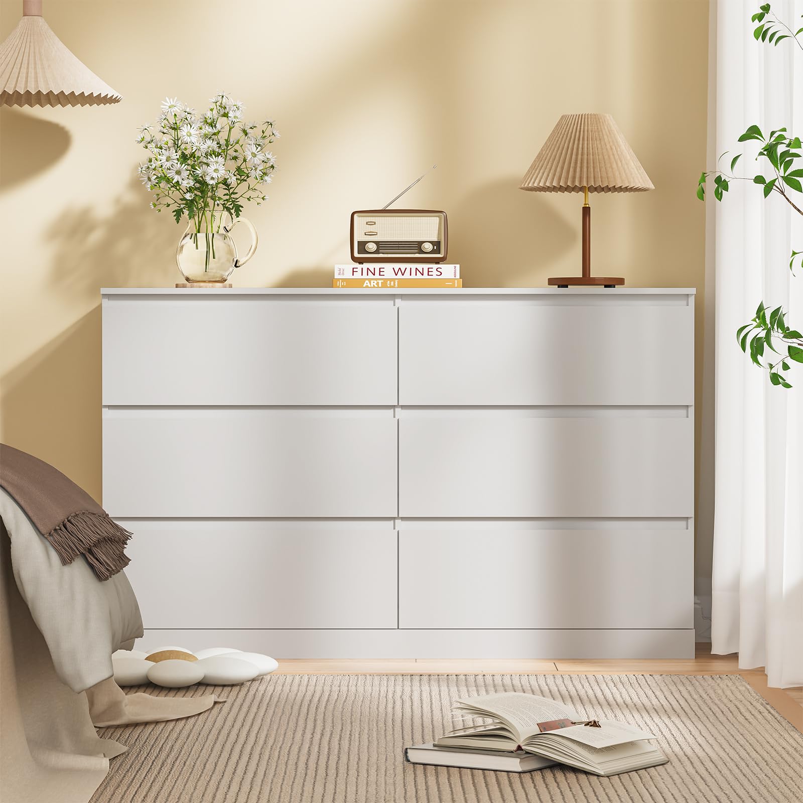 Asgolion Kommode mit 8 Schubladen, 120 x 36 x 75 cm, Moderne Kommode mit versteckter Schublade, Kommode mit Großer Kapazität, Holzkommode für Wohnzimmer, Schlafzimmer oder Flur, weiß, EU25DS126W