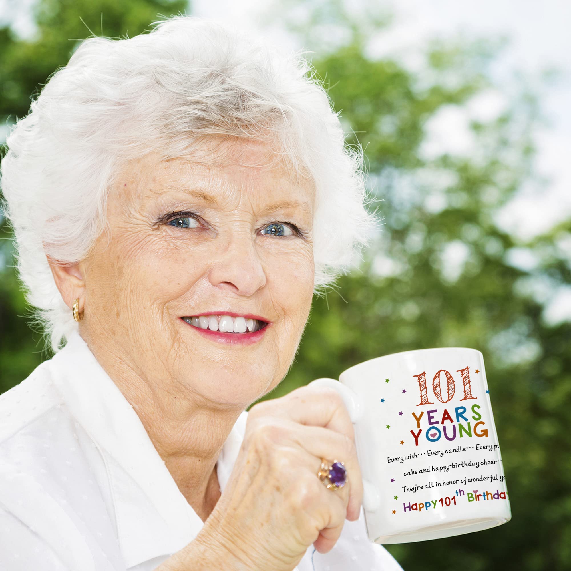 Gift Design 101 Years Loved Since 1918 - Color - Happy 101st Birthday Present For 101 Year Old Women - Present For Wife Mom Aunt Nana 11 Oz White Ceramic Coffee Mug