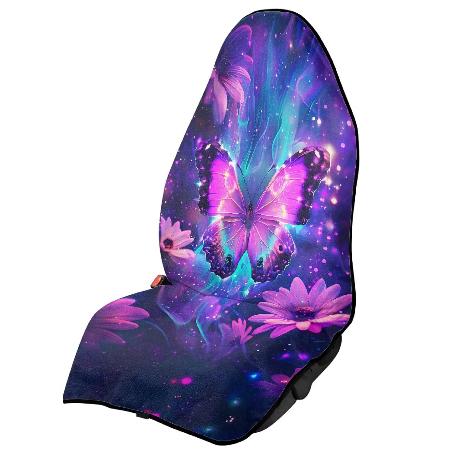 Purple Butterfly Car Seat Cover Protector Front Seats Only Universal Fit High Back Seat Covers for Cars Easy to Install Waterproof Soft Auto Seat Covers Anti-Slip