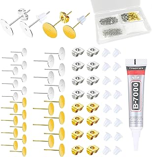 661 Pcs Jewelry Making Supplies - Stainless Steel & Gold Earring Posts with Rubber Backs
