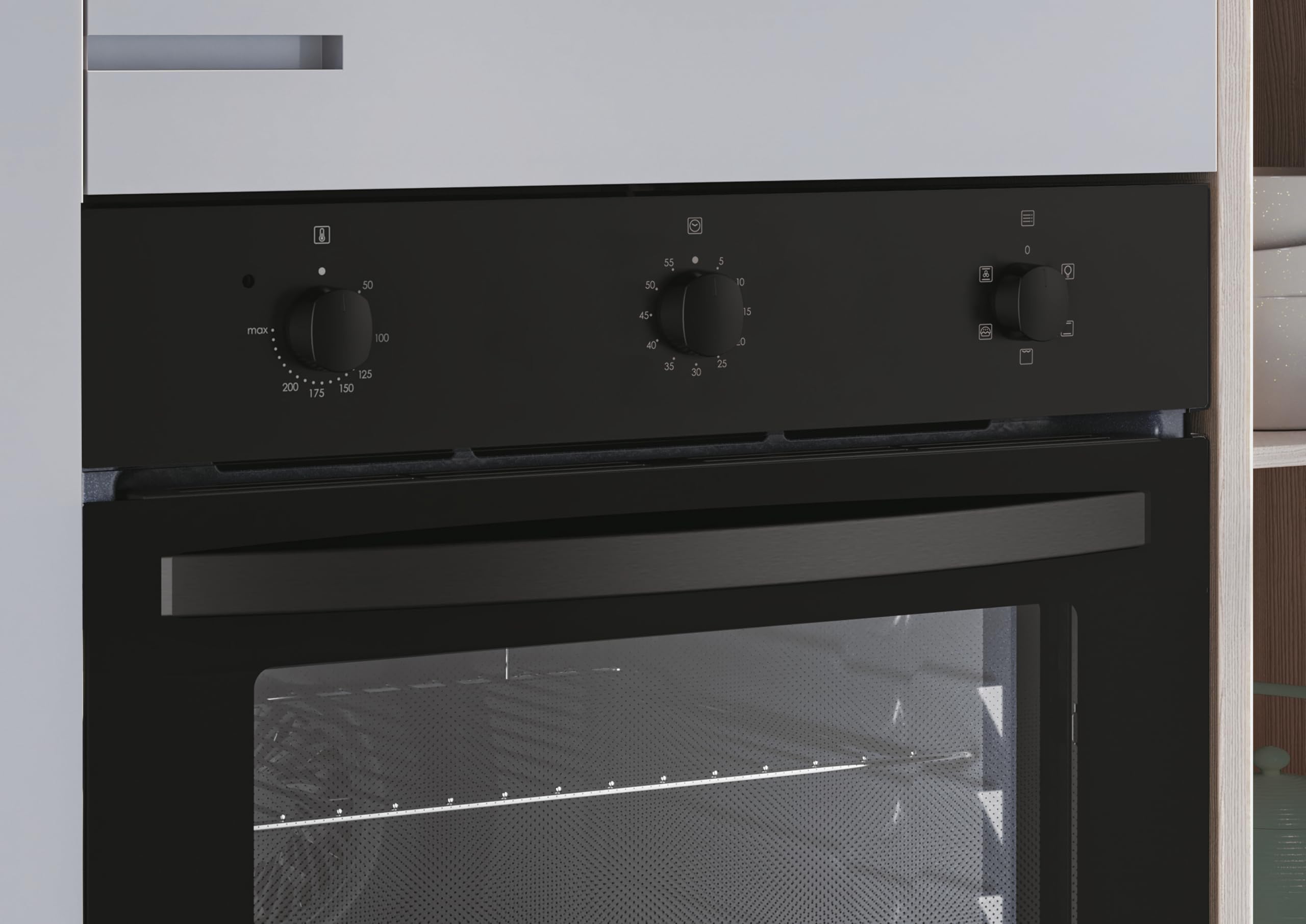 Candy Idea Forno da Incasso Elettrico Ventilato 65L, 5 Funzioni, Classe A, Cavità Sagomata, 59,5x59,5x56,8 cm (AxLxP), Nero, FIDC N502IT