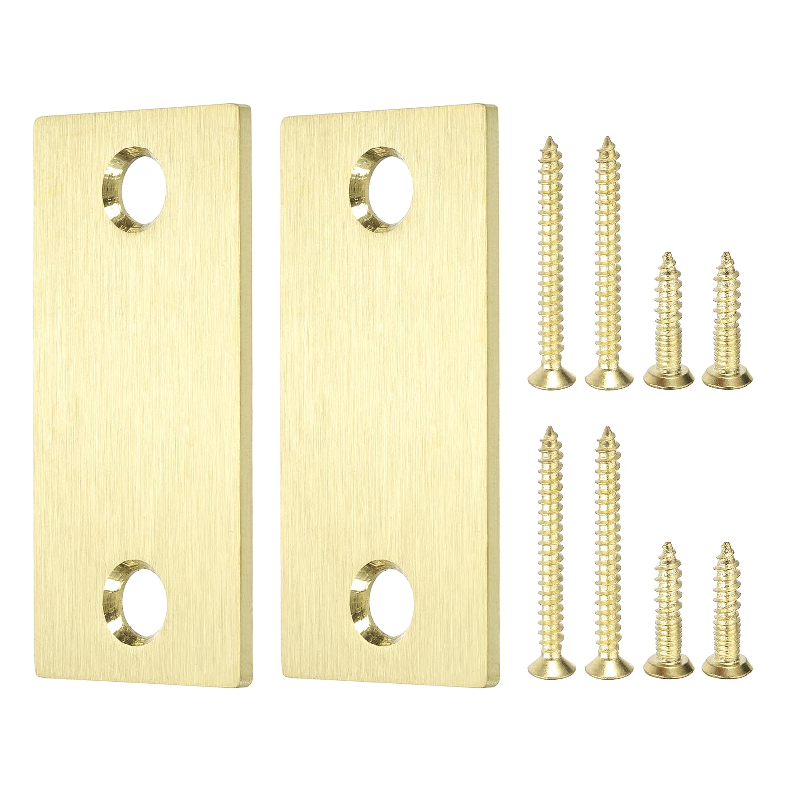 PATIKIL 2Pcs Door Edge Hole Filler Plate, 2-1/4 Inch x 1-1/8 Inch Stainless Steel Right Angle Deadbolt Cover Plate for Exterior Door Lock, Gold