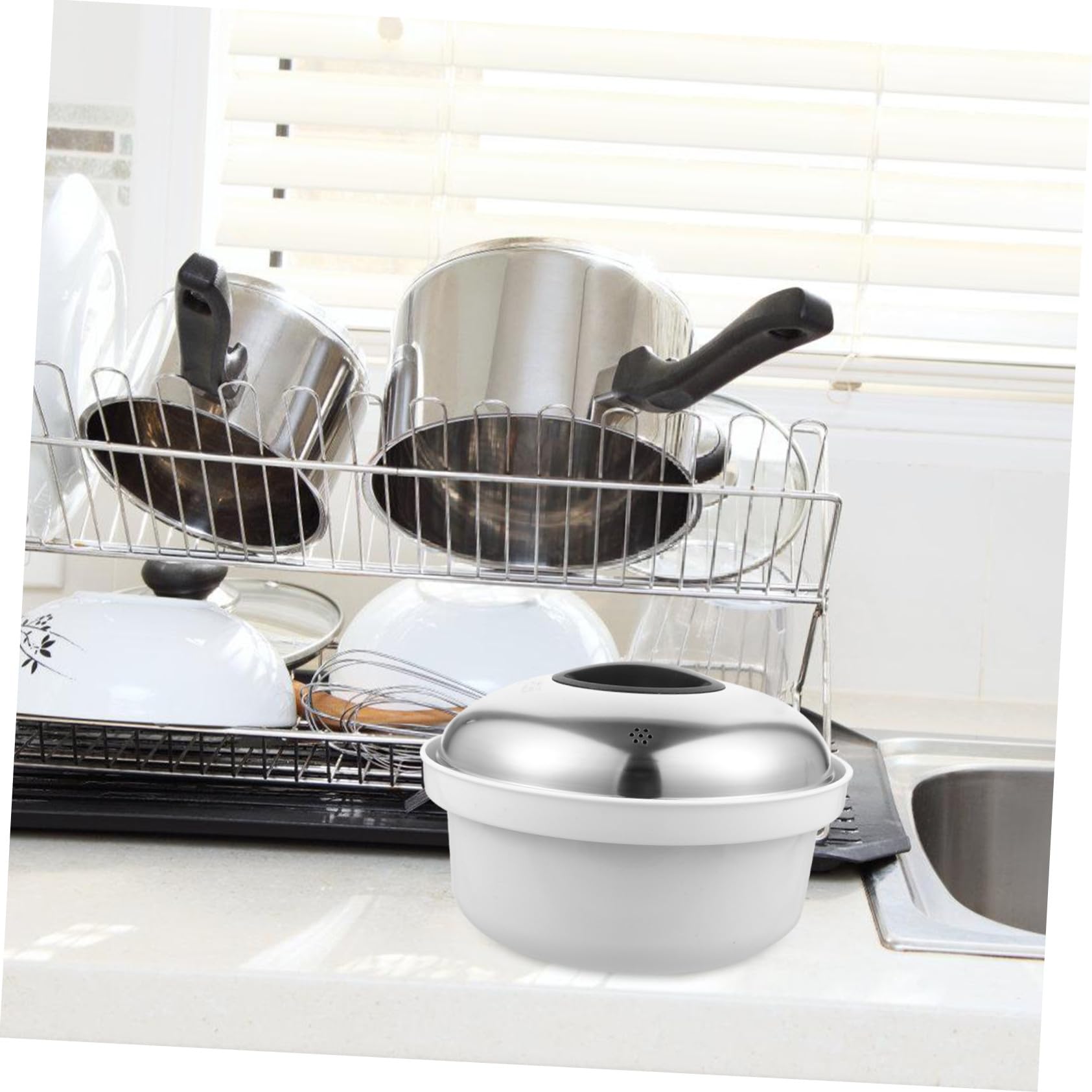 Vaporera de Acero Inoxidable para Microondas con Asas Resistentes Cocina al Vapor para Bollos Arroz y Verduras Duradero y Fácil de Usar Casa