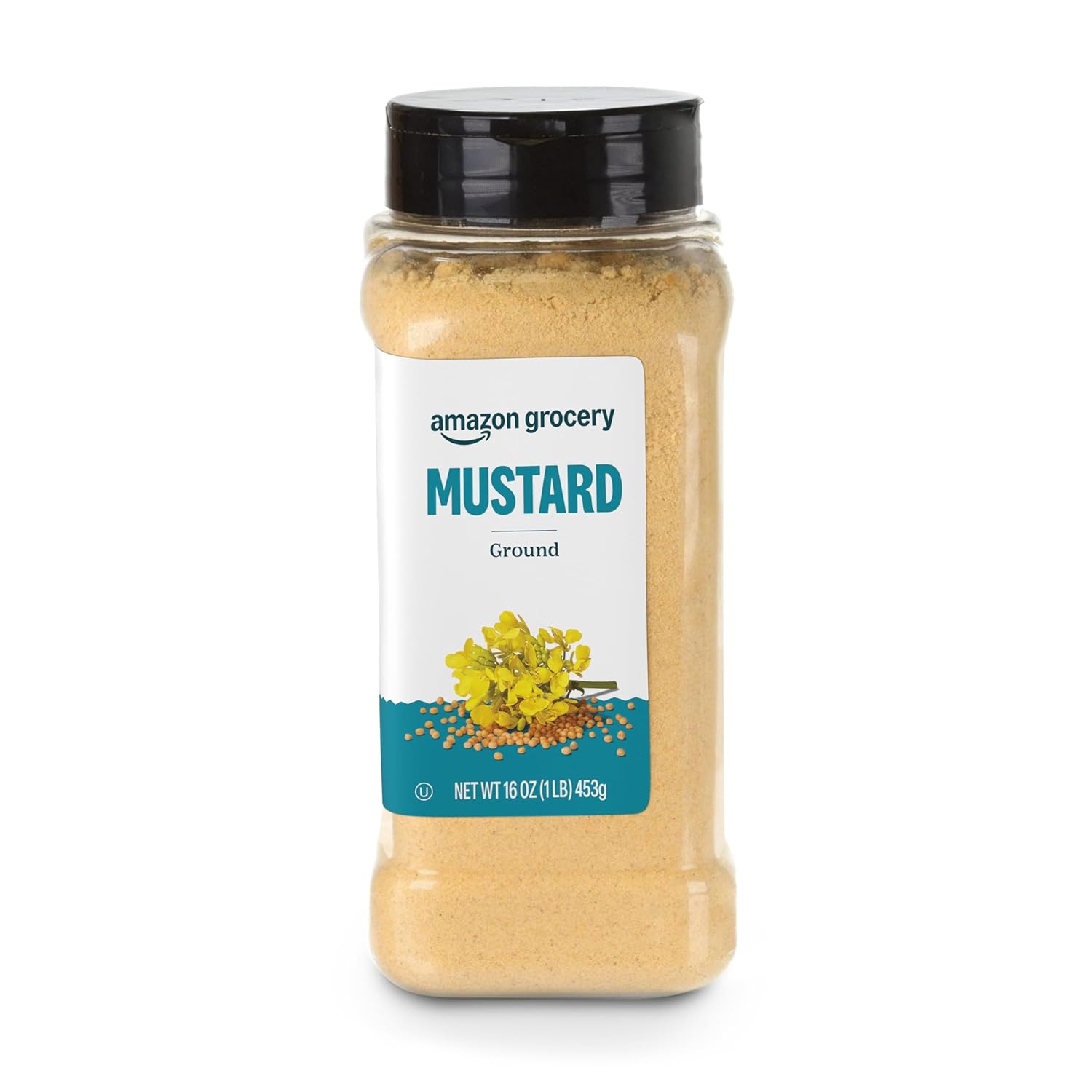 Amazon Grocery Ground Mustard Powder 16 Oz - Sharp Tangy Spice, Single Ingredient (Formerly Happy Belly)