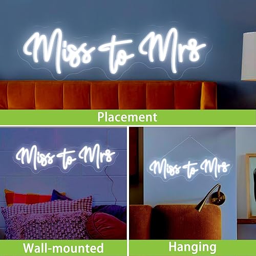 Miniatura 7 de Señales de neón de Miss to Mrs para decoración de bodas, letrero de neón LED grande para compromiso, despedida de soltera, regalo de arte de