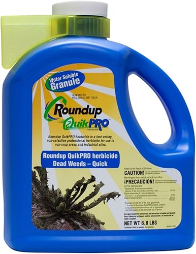 Roundup Quikpro 6.8 libras herbicida glifosato diquat hierba malas hierbas cepillo leñoso