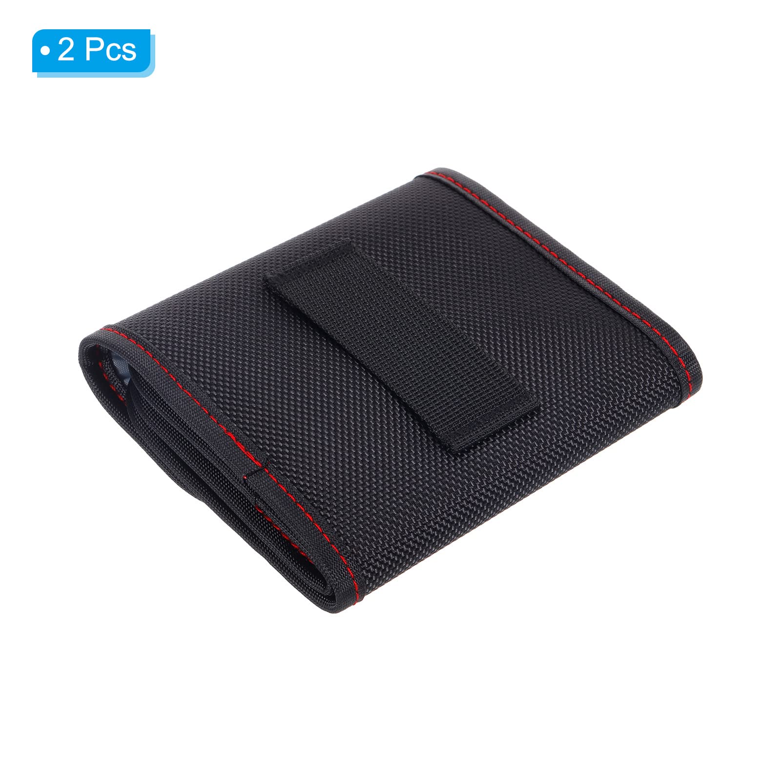 PATIKIL 2 Pcs Lens Filter Case, 3-Pocket Portable Photography Camera Bag Strap Pocket Drone for 25mm-82mm, Black/Red - Image 3