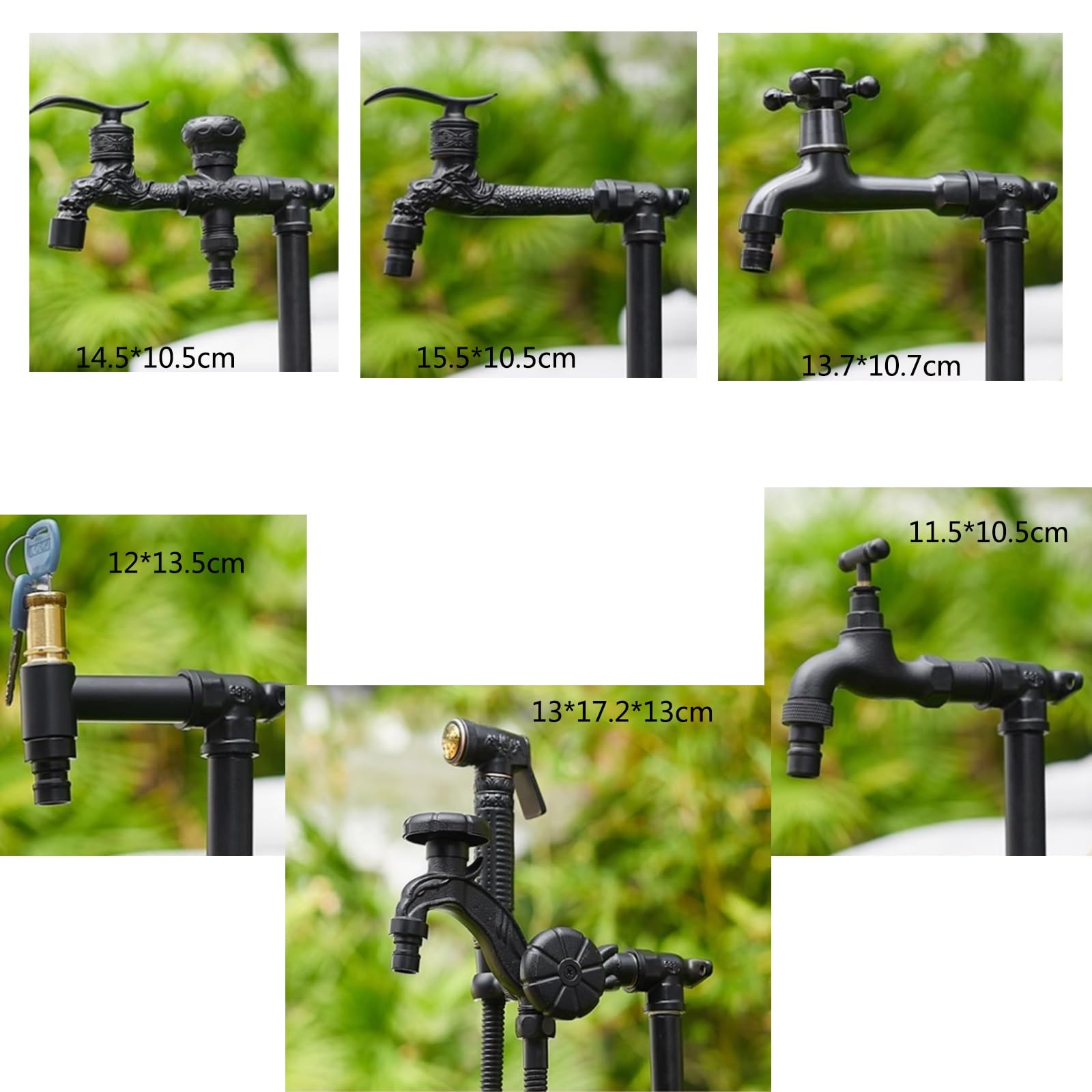Colonne d'arrosage extérieure entièrement en cuivre avec Double Robinet - Robinet de Jardin Vertical résistant au Gel, Durable et Efficace pour l'arrosage des Cours et Le