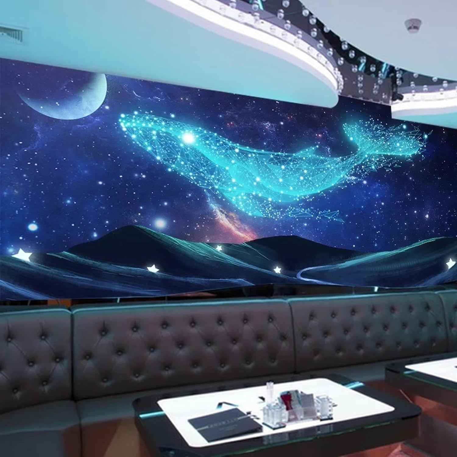 Mural 3D ciel étoilé paysage animal décoratif de salon 150x105cm