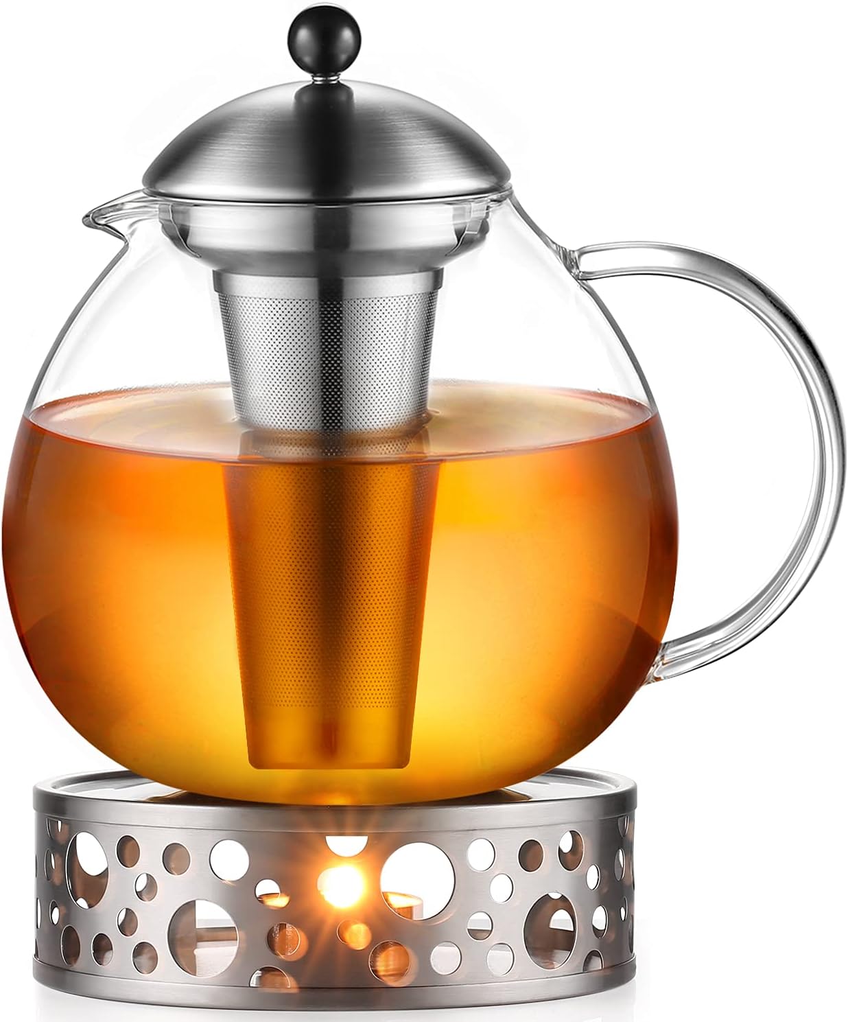 glastal 2000 ml Teapot with Warmer Tea Maker Glass and Stainless Steel Tea Cosy Teapot Suit