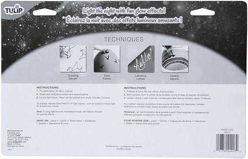 Miniatura 4 de Tulip Pintura dimensional para tela que brilla en la oscuridad, arte de moda permanente, pintura para manualidades multisuperficie, ideal para