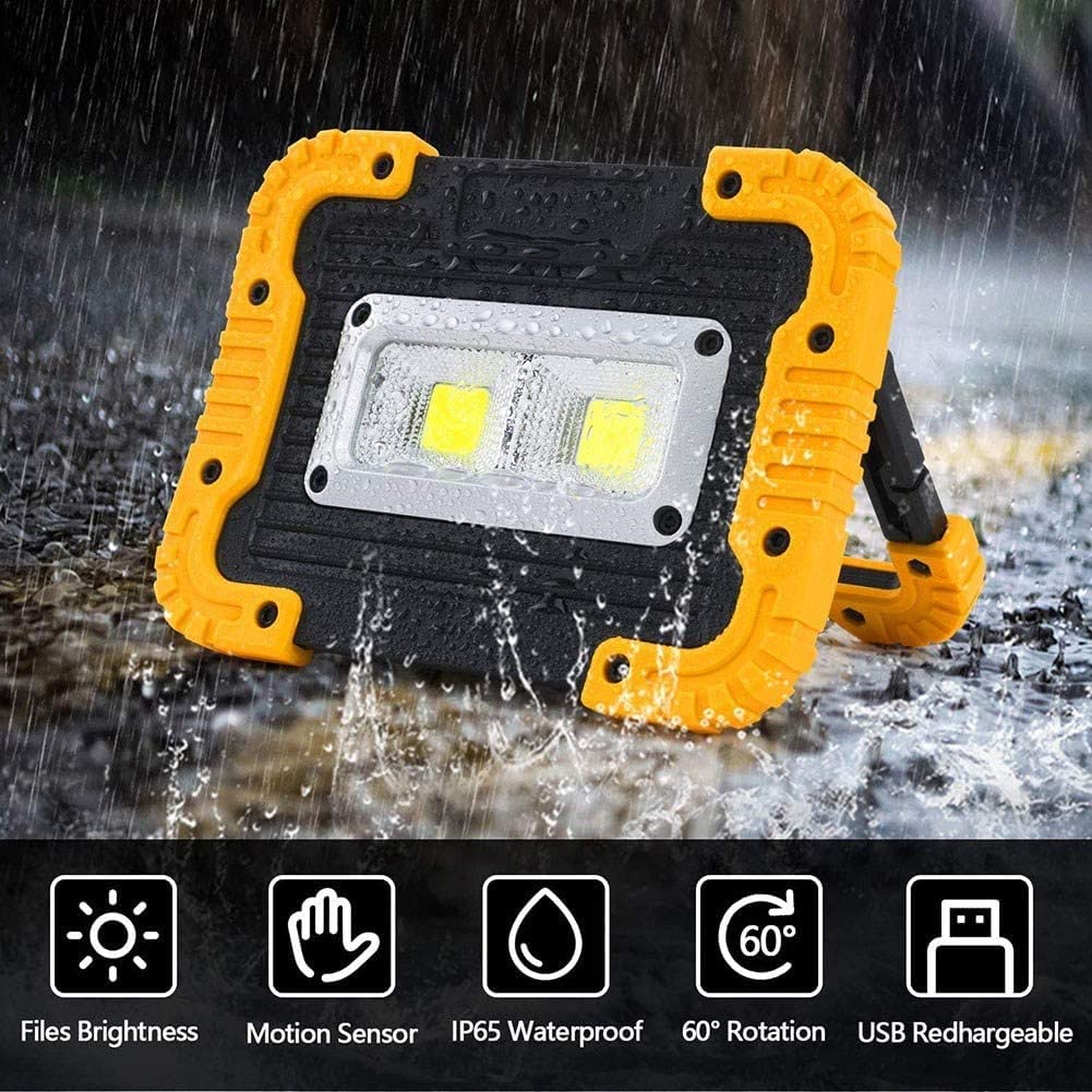 Luce da lavoro a LED, torcia ricaricabile per luce da lavoro, luce di inondazione portatile a LED impermeabile 30W 1500LM per campeggio all'aperto, escursionismo, pesca, riparazione di auto di emergen