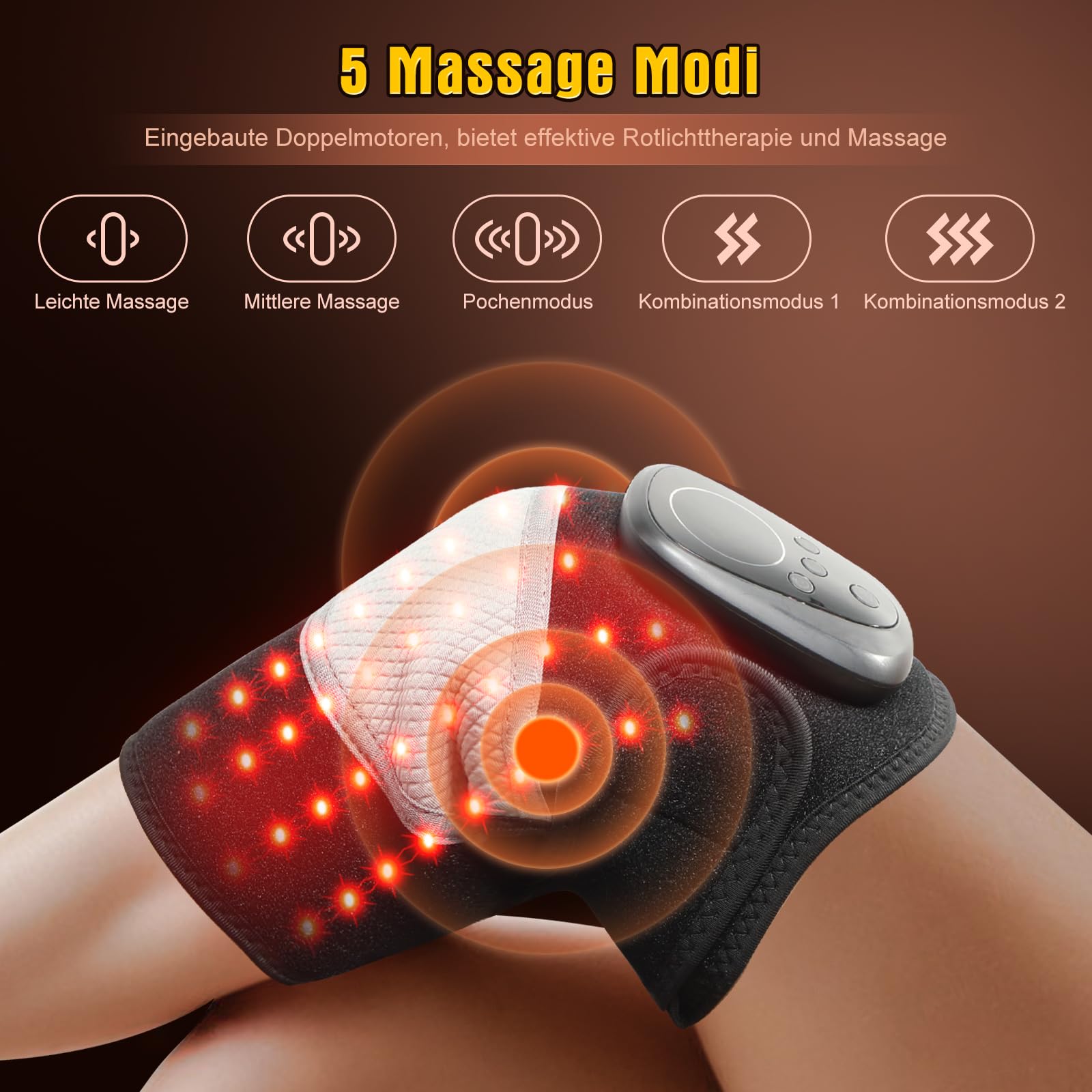 Kabelloses Knie - Massagegerät Mit Rotlicht Heizbare Kniebandage Arthritis Schmerzlinderung 3 - in - 1 Heizkissen Vibrationsfunktion Für Knie, Schulter, Ellbogen 5000 mAh Akku Bandage