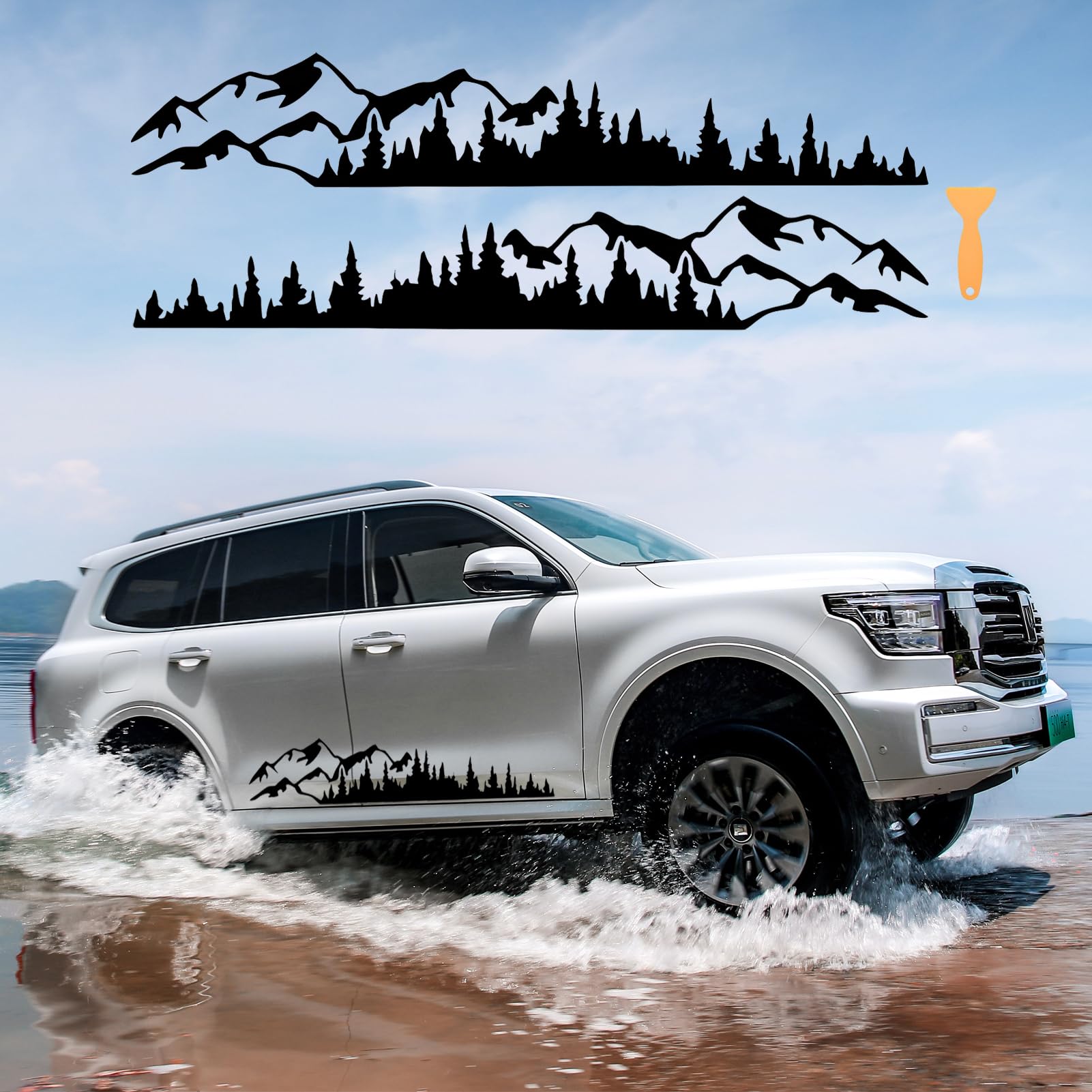 Auto Aufkleber Berg Wald Design – Vinyl, 100x20 Cm, Für SUV, Jeep, Wohnmobil & LKW