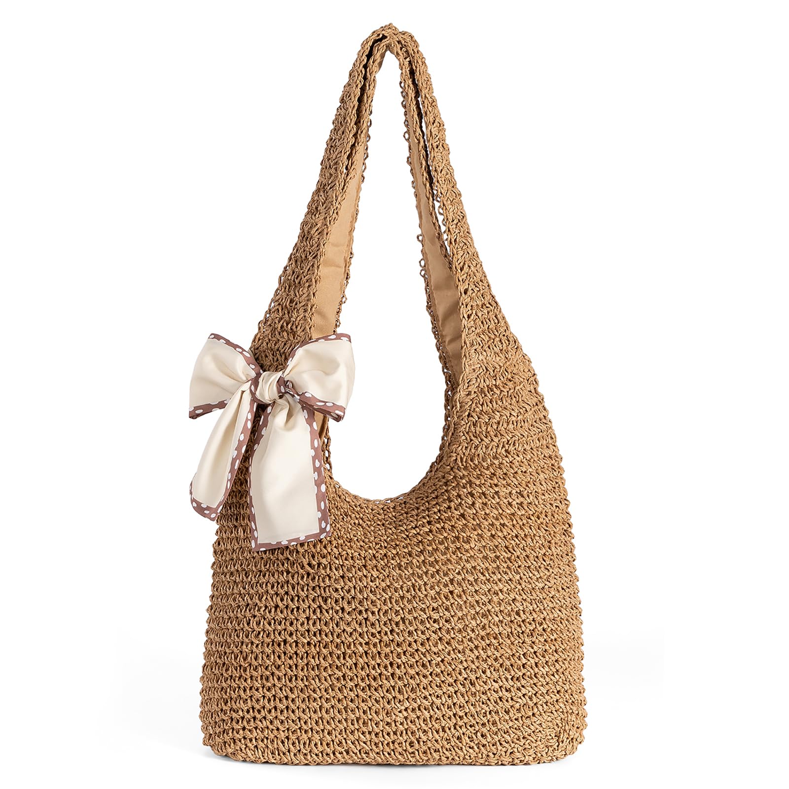 shoowyees Straw Beach Bag for Women - Handmade Raffia Woven Tote Handbag, Summer Mesh Beach Purse for Vacation Holiday Gift 2025
