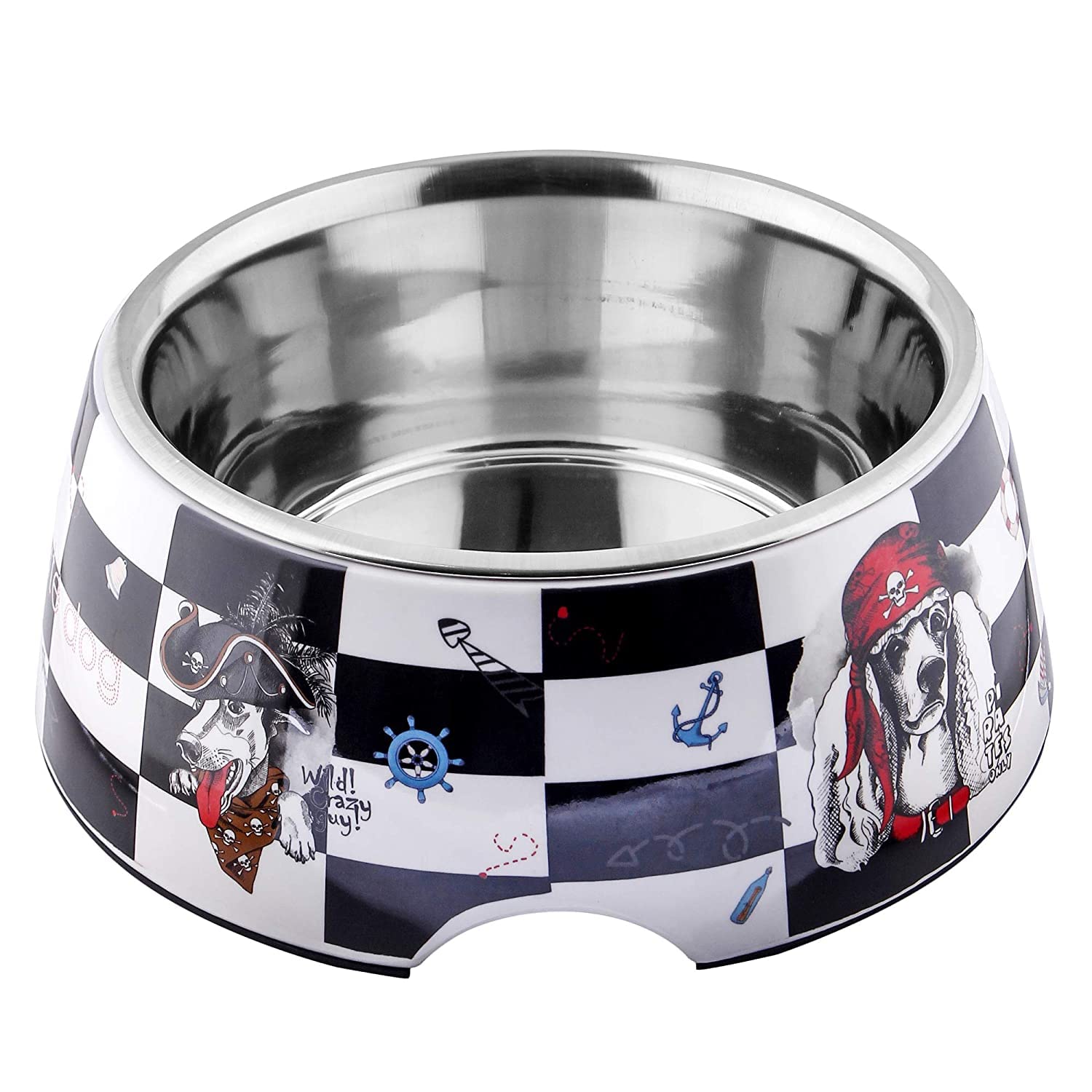 AniMax Black And White Designer Melamine Detachable Anti-Skid Stainless Steel Designer Food Bowls For Dogs ((1 Pc. Medium)-600 Ml),?20 cm,H_12 cm,W_18 cm (B0C2TNS89M) Amazon Price History, Amazon Price Tracker