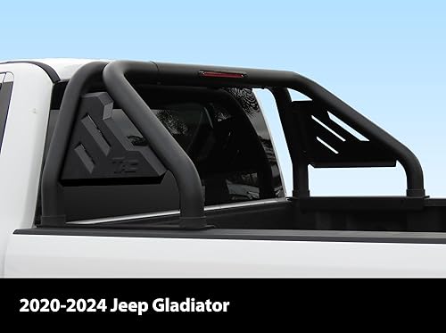 Miniatura 2 de TAC T1 Barra enrollable deportiva compatible con Jeep Gladiator 2020-2024, acero al carbono, negro, con luz de freno (incluye placa de montaje de