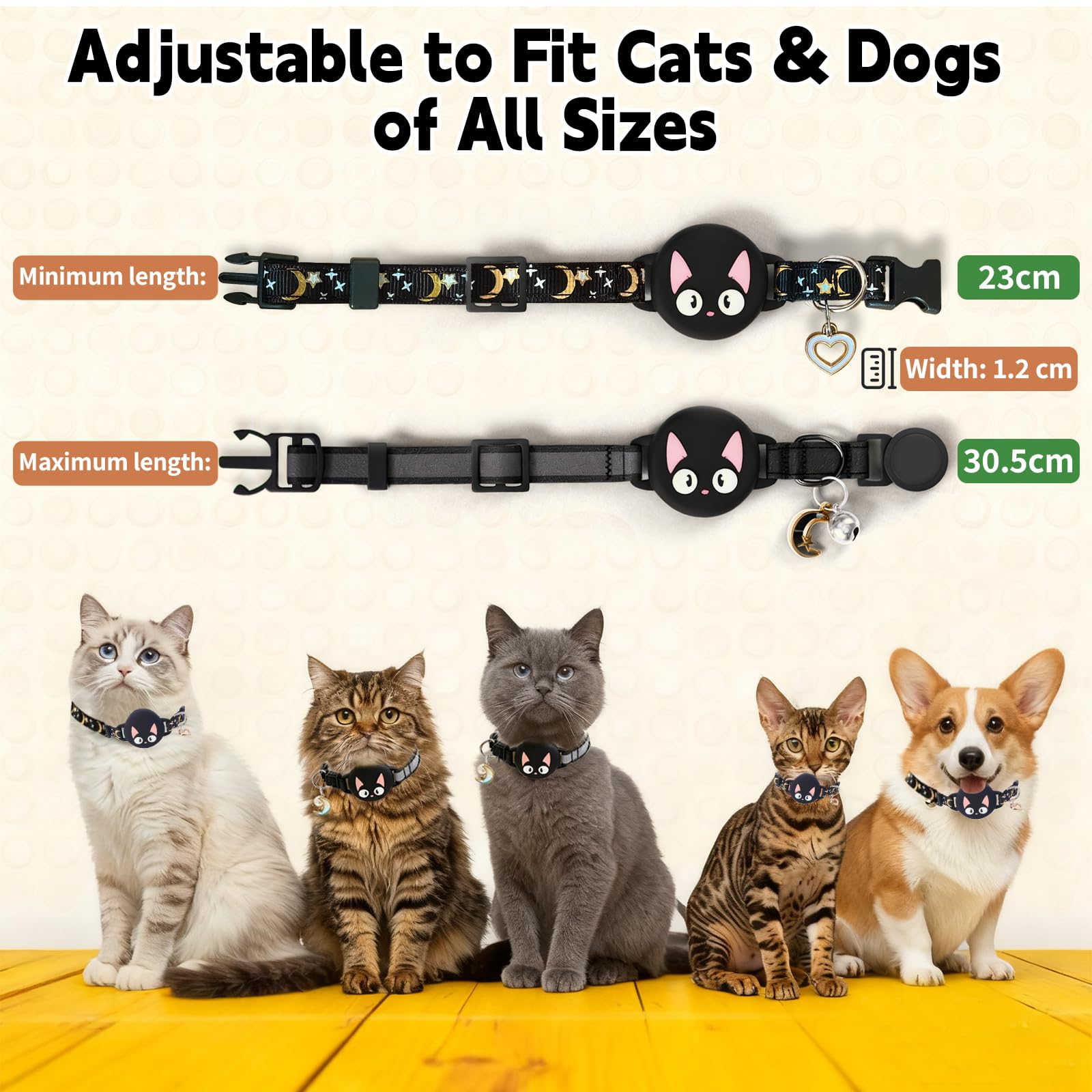 Katze GPS Tracker Hund Ohne ABO für iOS Apple, Smart Tag mit Katzen Halsband Keine Monatliche Gebühr, Mini Pet Tracker Air Tags für Kinderverfolgung Katzentracker Katzentracking, 1 Set