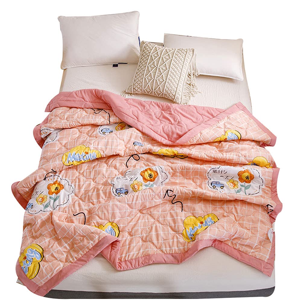 Chickwin Quilted Bedspreads, Print Coverlets Microfiber Comforter Lightweight Easy Care Sofa Blanket Throw for Single Double King Size - All Season (Cartoon Pattern,180x200cm)
