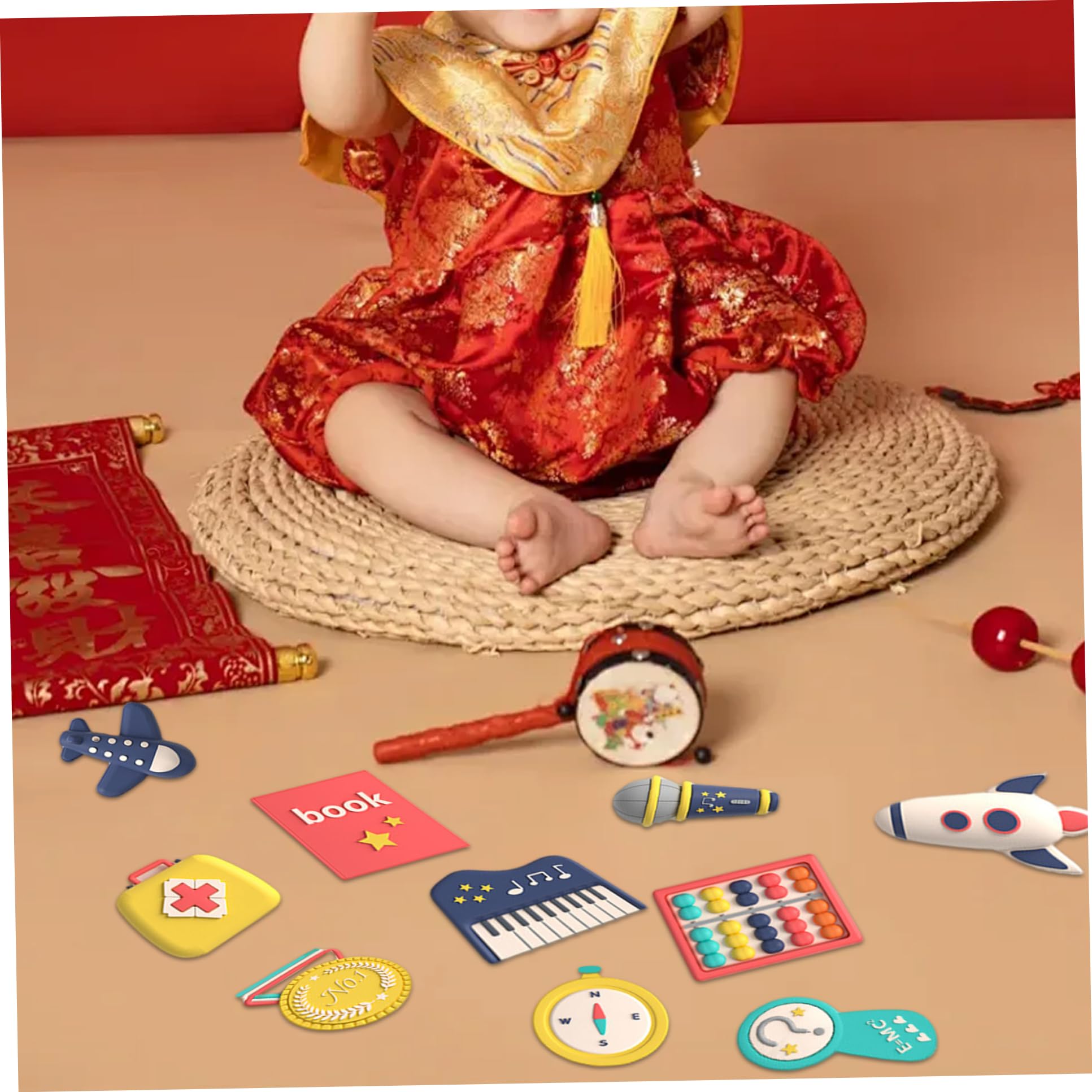 24 Pezzi Doljabi Set Safe Zhuazhou Set Oggetti Birthday Presents 1 ° Compleanno Tradizionale Doljanchi Giochi per Bambini, Ragazza, Ragazza ·