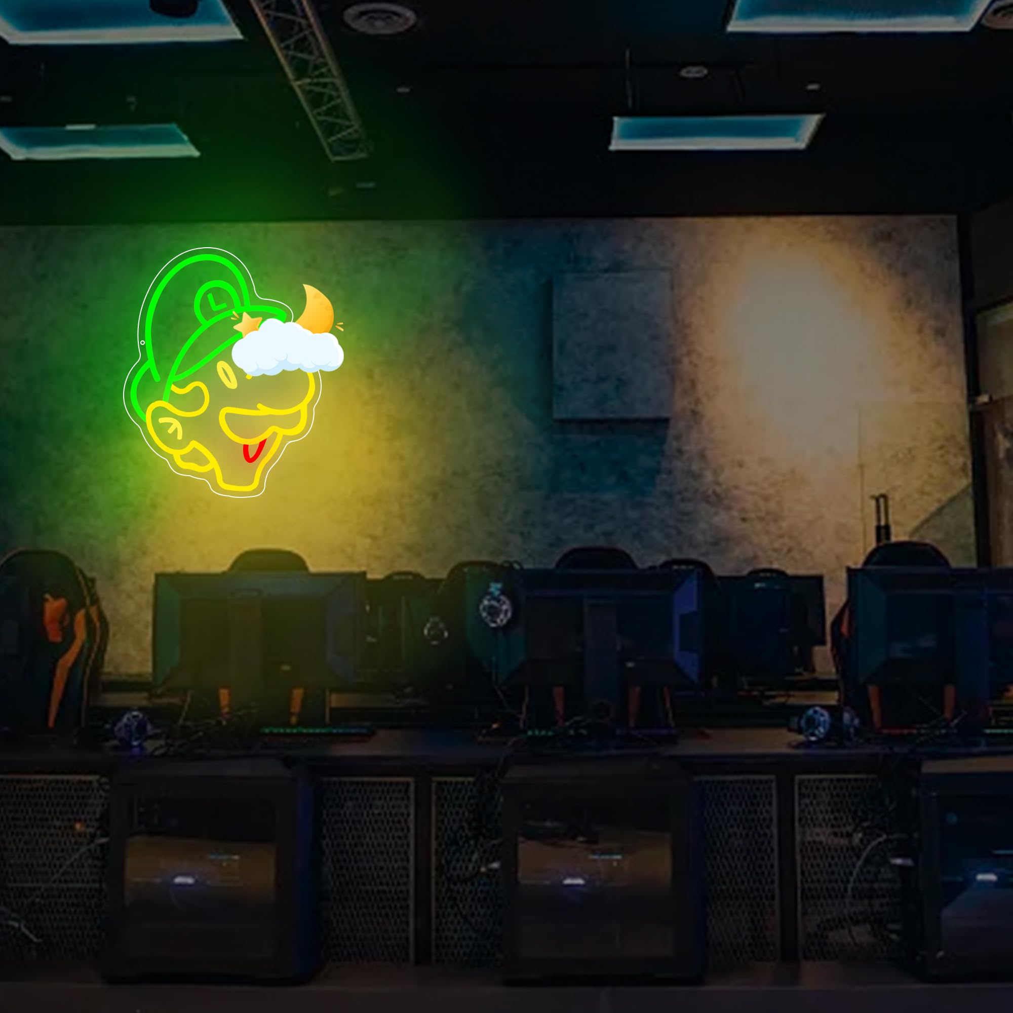 AONELAS JIARODEY Star Neon Signs Game Led Light Mario Room Decor Gamer Sign For Wall Decor,Bedroom,Kids Room,Living Bar,Christmas,Party,Lounge,Home Decoration,Valentine's Day,Wedding Orange And White