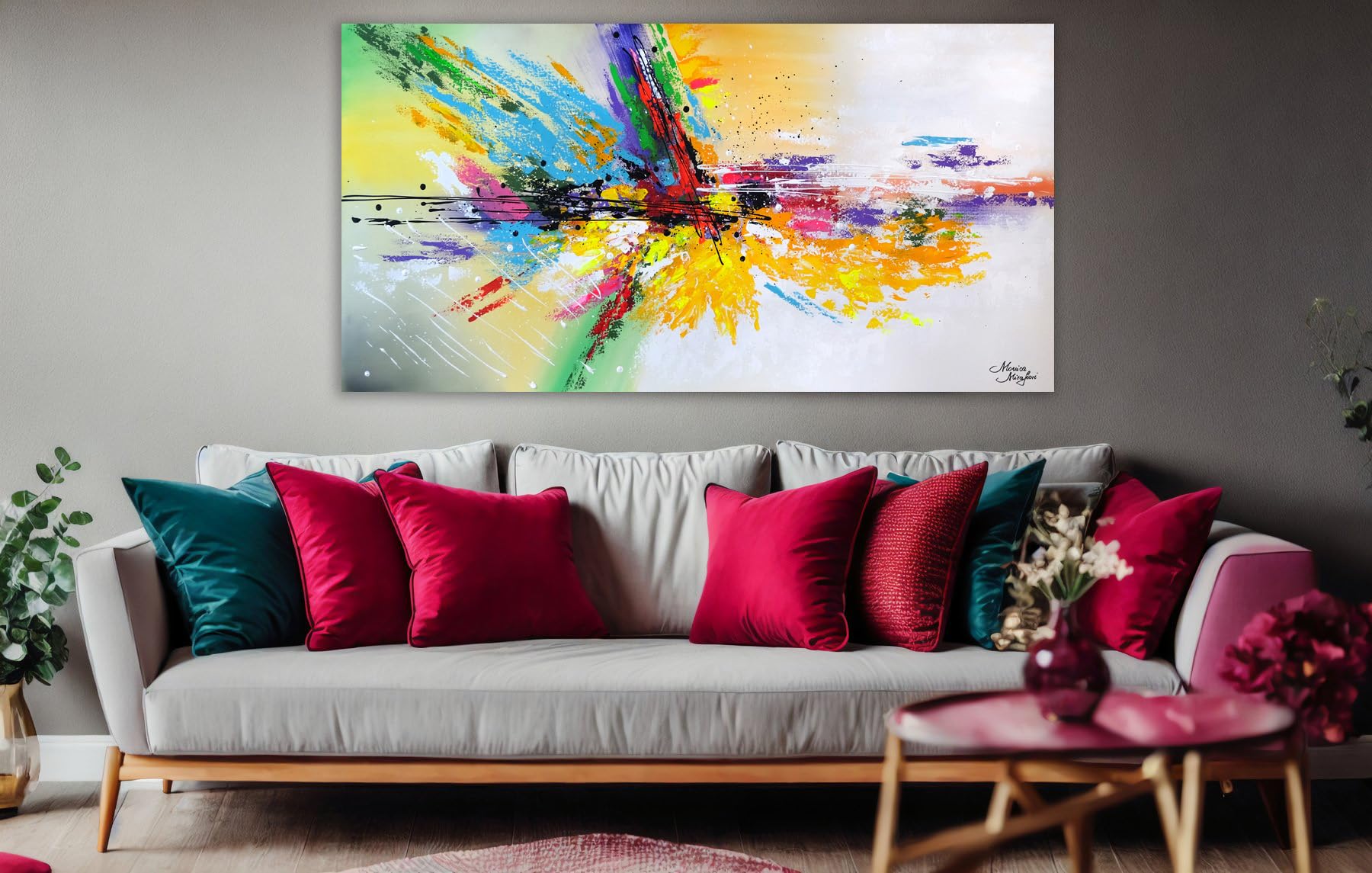 Monica Mirafiori I 140x70 cm I Tableau Peint à la Main I Modèles Tableau I Peintre Moderne I Tableaux Peintures I Toile sur Cadre en Bois
