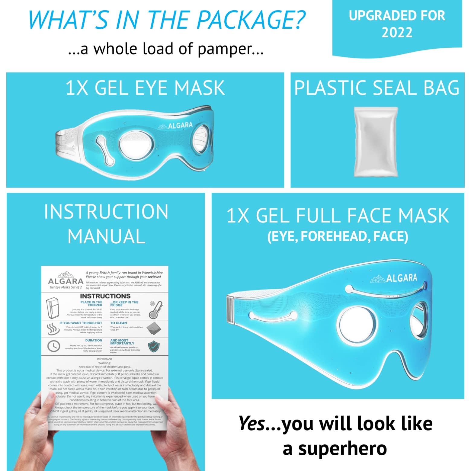 Buy ALGARA Gel Cooling Eye Mask Pack of 2 Reusable Cold Masks for