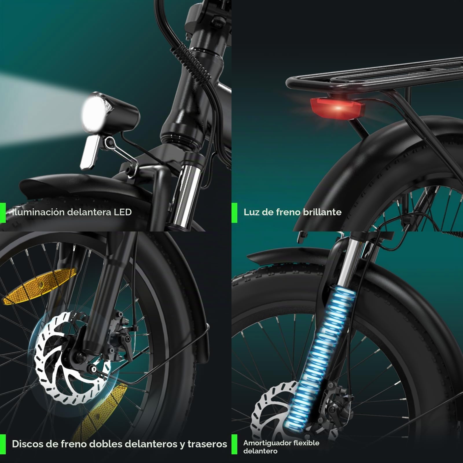 HITWAY Bicicleta eléctrica 20"*3,0/20"*4,0 Bicicleta Montaña Plegable Ebike Fatbike,36V 12Ah/48V 15Ah Batería, 250W Motor, 7 Vel, E-MTB, Pedal Assist Alcance 35-90KM/45-100KM